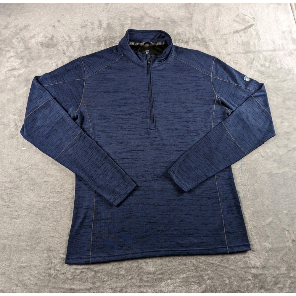 Kuhl Pullover Men XL Blue Alloy 1/4 Zip Knit Baselayer Lightweight Outdoor